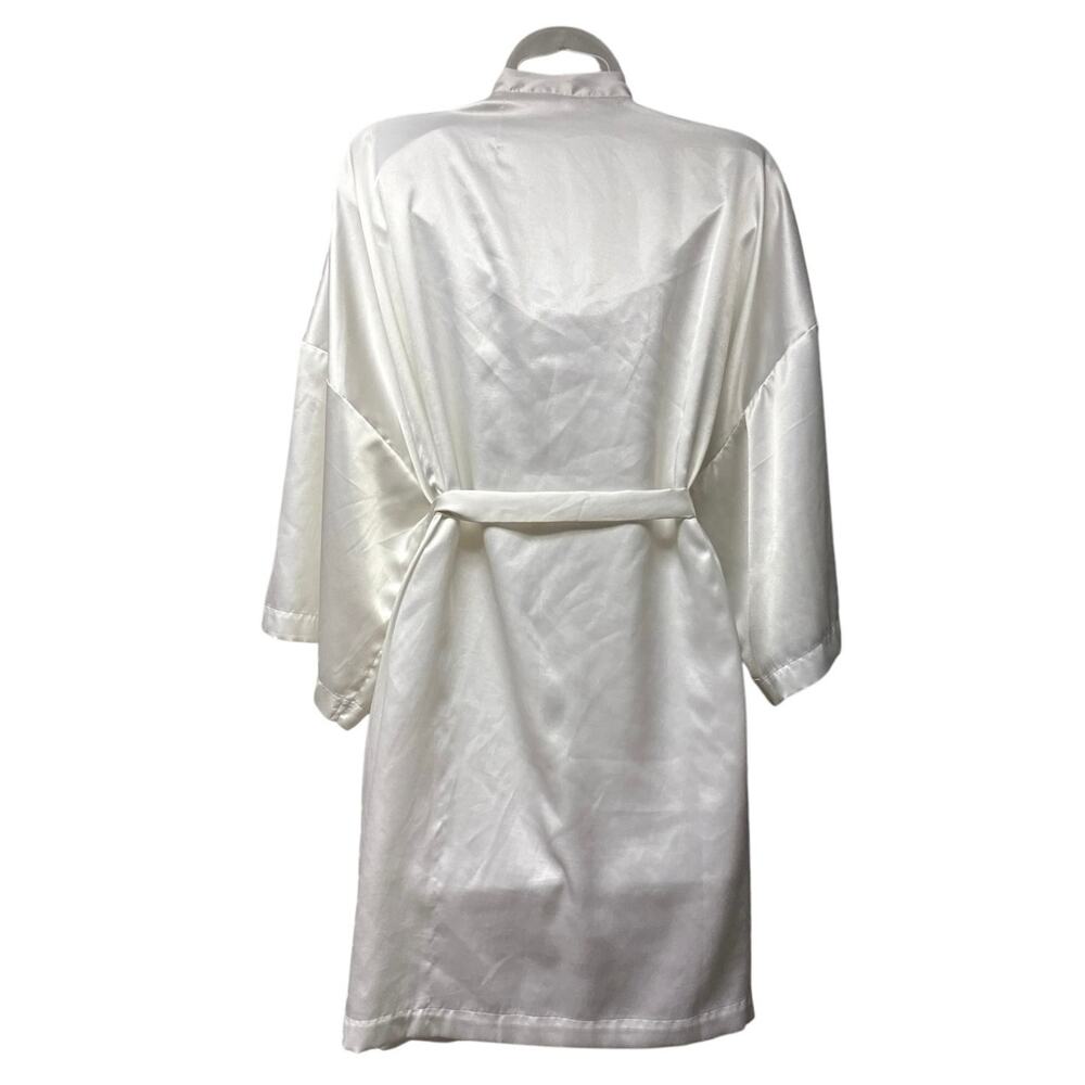 Vintage Victorias Secret White One Size Robe Bridal Silky Satin Wedding Kimono - Picture 2 of 8